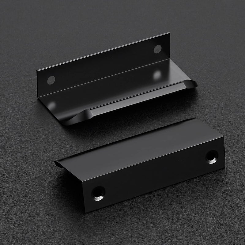 Ravinte Hardware 8 Pack Black Cabinet Handles  3.15 Inch (80mm) Finger Edge Pulls  2-1/2 Inch Hole Center  Finger Pulls for Cabinets - Image 2